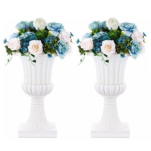 2Pcs/10Pcs Plastic Pedestal Trophy Planter Vintage Style Flower Pot Porch Decoration