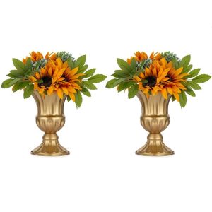 2Pcs Flowered Metal Urn Planter Elegant Wedding Centerpieces Vase