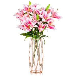Clear Geometric Vase Metal Flower Stand for Wedding Centerpiece Home Decor